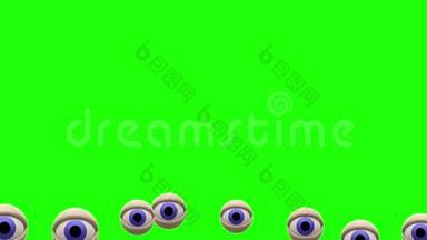 蓝色眼睛气球飞色键绿色屏幕背景动画新质量通用动态动画彩色